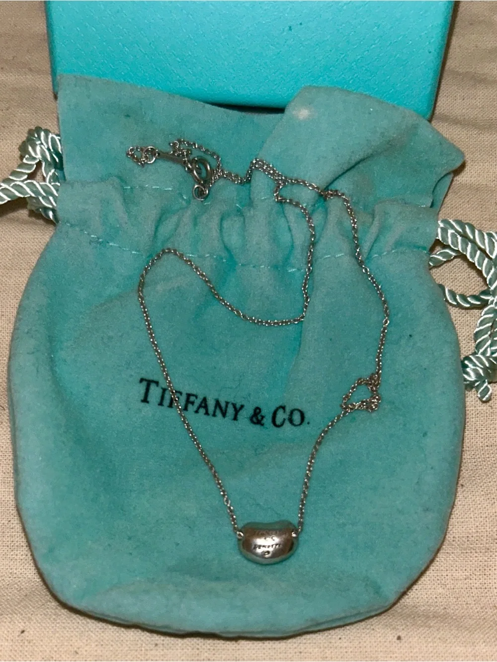 Tiffany & Co. Sterling Silver Bean Pendant Necklace - Silver